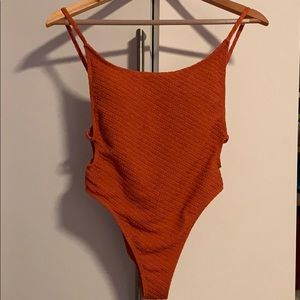 Beautiful Rustic Cut-out One piece - Deep Orange